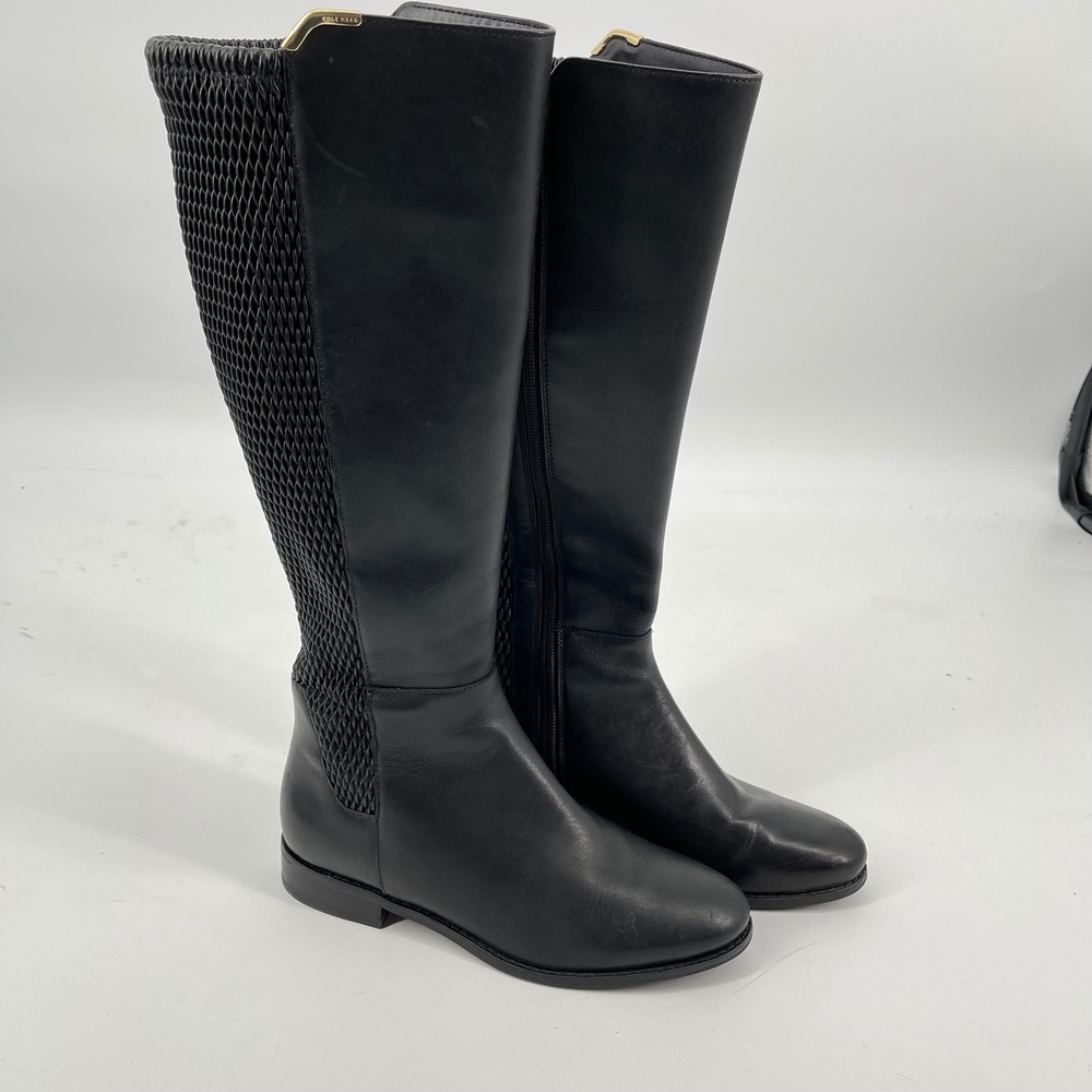 Cole Haan‎ Black Leather Knee High Riding Boots Women's Size 6B Equestrian